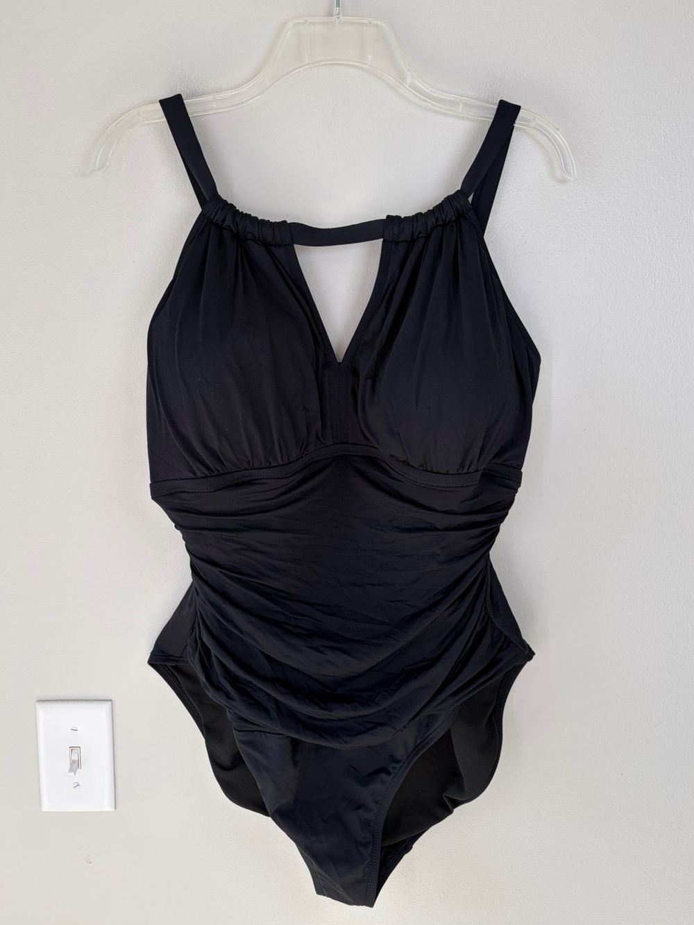 Lauren Ralph Lauren Black Slimming High Neck Keyhole One Piece Swimsuit Size 18W